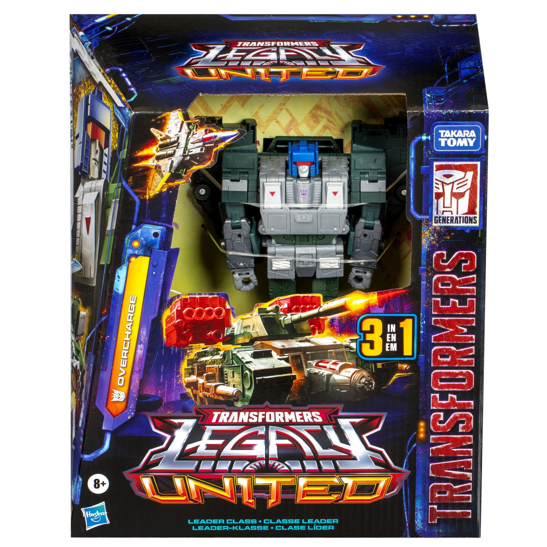 Bir Transformers Legacy United oyuncak kutusu. Kutu, bir robot, bir tank ve karanlık bir arka plan üzerinde 'Transformers Legacy United' yazısını içerir.