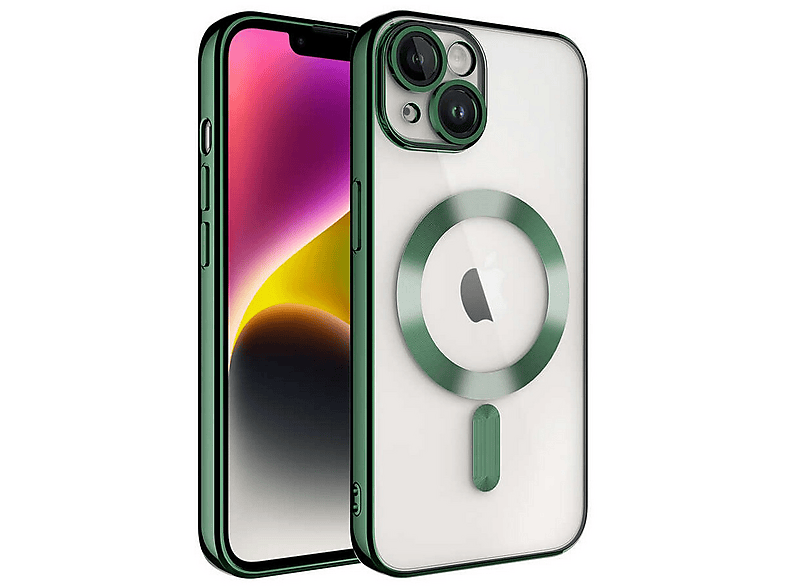 GPACK iPhone 14 Plus Uyumlu Demre M-Safe Şarj Özellikli Telefon Kılıfı Koyu Yeşil