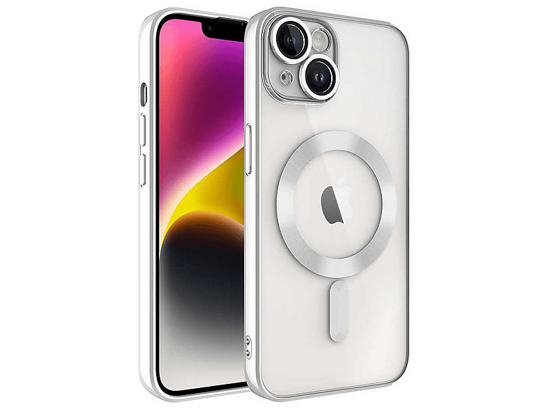 GPACK iPhone 14 Plus Uyumlu Demre M-Safe Şarj Özellikli Telefon Kılıfı Gümüş