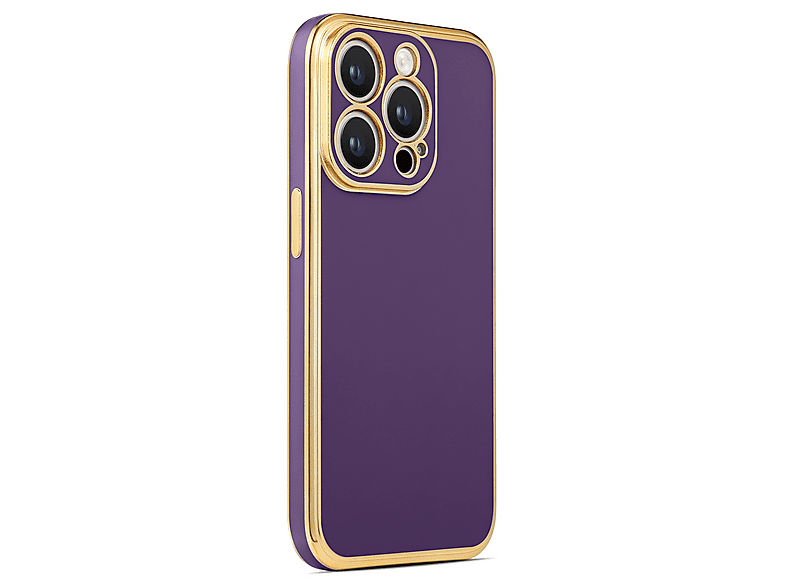 GPACK iPhone 14 Pro Uyumlu Bark Parlak Silikon Telefon Kılıfı Derin Mor