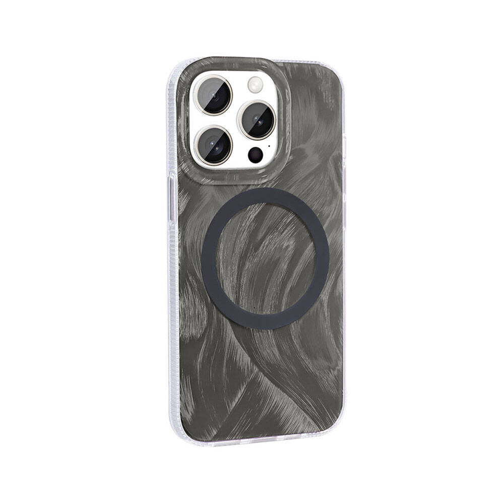 GPACK iPhone 15 Pro Max Uyumlu Palet M-Safe Şarj Özellikli Telefon Kılıfı Gri