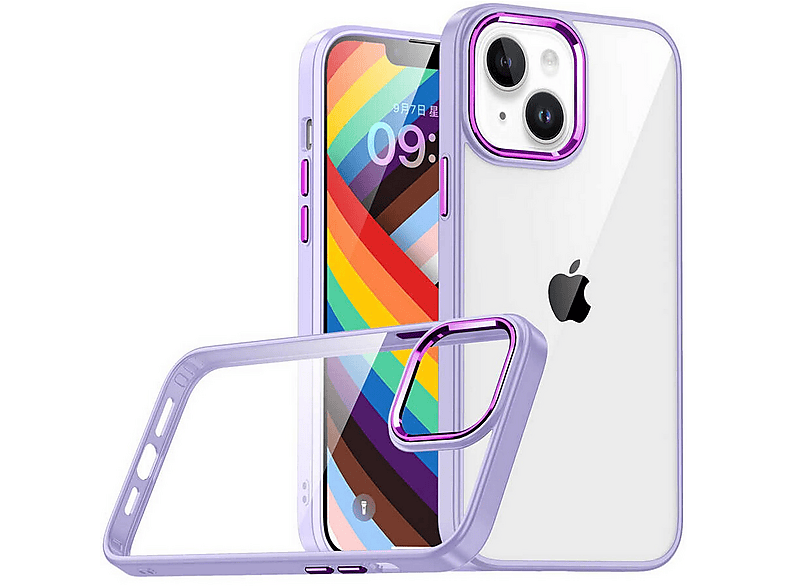 GPACK iPhone 14 Plus Uyumlu Flora Sert Silikon Telefon Kılıfı Mor