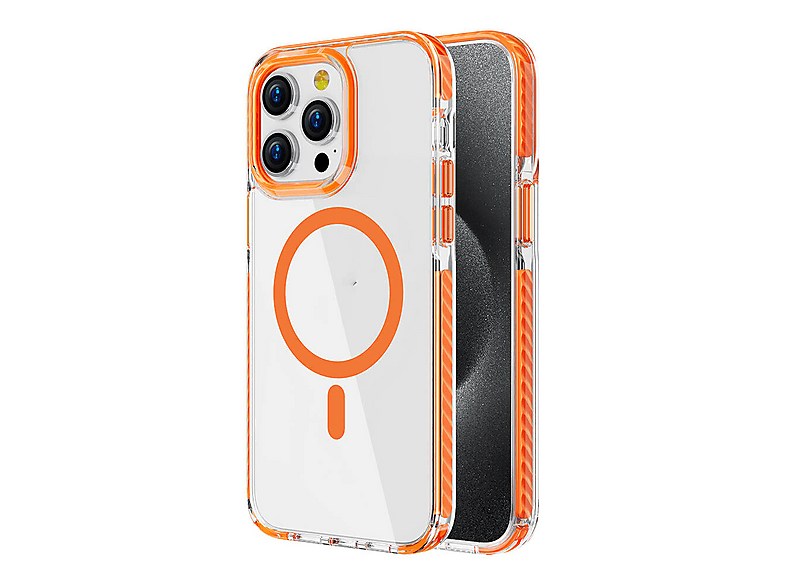 LOPARD iPhone 14 Pro Max Uyumlu Magsafe Şarj Özellikli Airbagli Takılabilir Askı Aparatlı Nana Telefon Kılıfı Turuncu