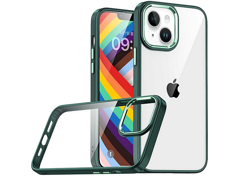 GPACK iPhone 14 Plus Uyumlu Flora Sert Silikon Telefon Kılıfı Koyu Yeşil