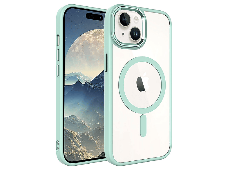 GPACK iPhone 15 Uyumlu Krom Buttom M-Safe Şarj Özellikli Telefon Kılıfı Yeşil