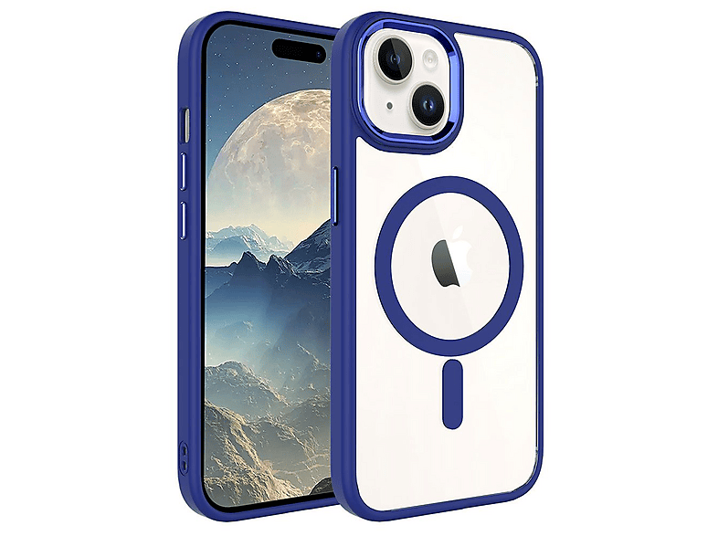 GPACK iPhone 15 Plus Uyumlu Krom Buttom M-Safe Şarj Özellikli Telefon Kılıfı Lacivert