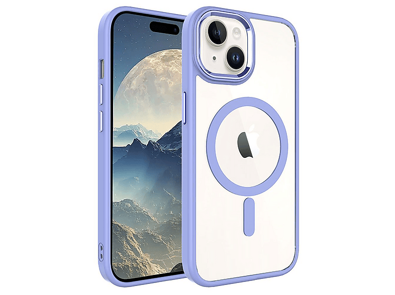 GPACK iPhone 15 Plus Uyumlu Krom Buttom M-Safe Şarj Özellikli Telefon Kılıfı Lila