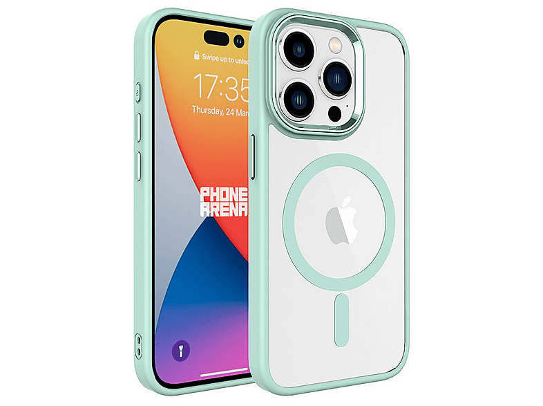 GPACK iPhone 15 Pro Max Uyumlu Krom Buttom M-Safe Şarj Özellikli Telefon Kılıfı Yeşil