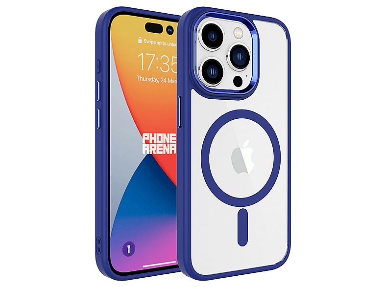 GPACK iPhone 15 Pro Uyumlu Krom Buttom M-Safe Şarj Özellikli Telefon Kılıfı Lacivert