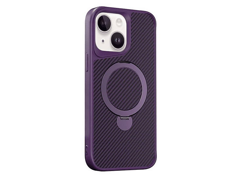 GPACK iPhone 15 Uyumlu Karbon Fiber Alp M-Safe Şarj Özellikli Standlı Telefon Kılıfı Derin Mor