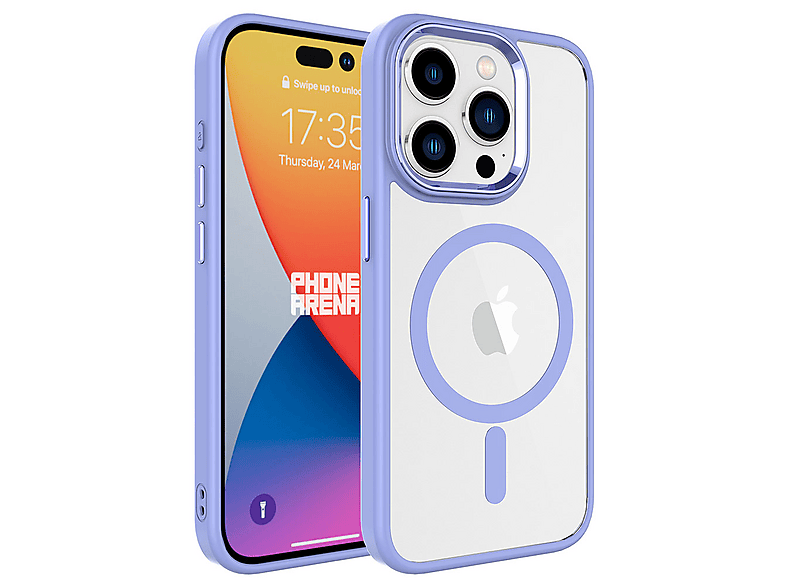 GPACK iPhone 15 Pro Max Uyumlu Krom Buttom M-Safe Şarj Özellikli Telefon Kılıfı Lila