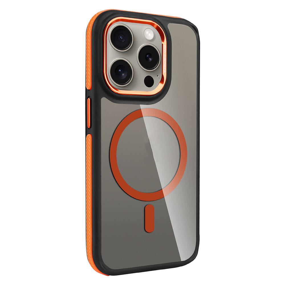 GPACK iPhone 15 Pro Uyumlu Solo Kapak M-Safe Şarj Özellikli Telefon Kılıfı Turuncu