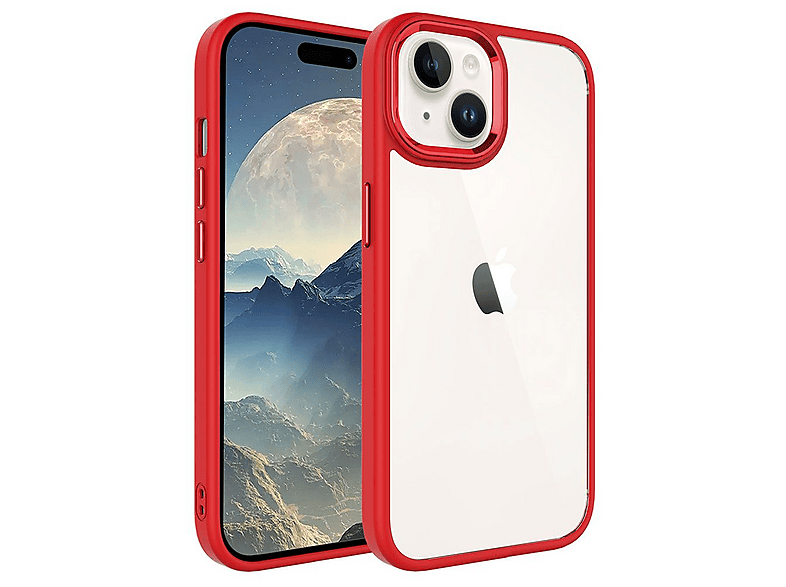 GPACK iPhone 15 Plus Uyumlu Krom Kapak Telefon Kılıfı Kırmızı