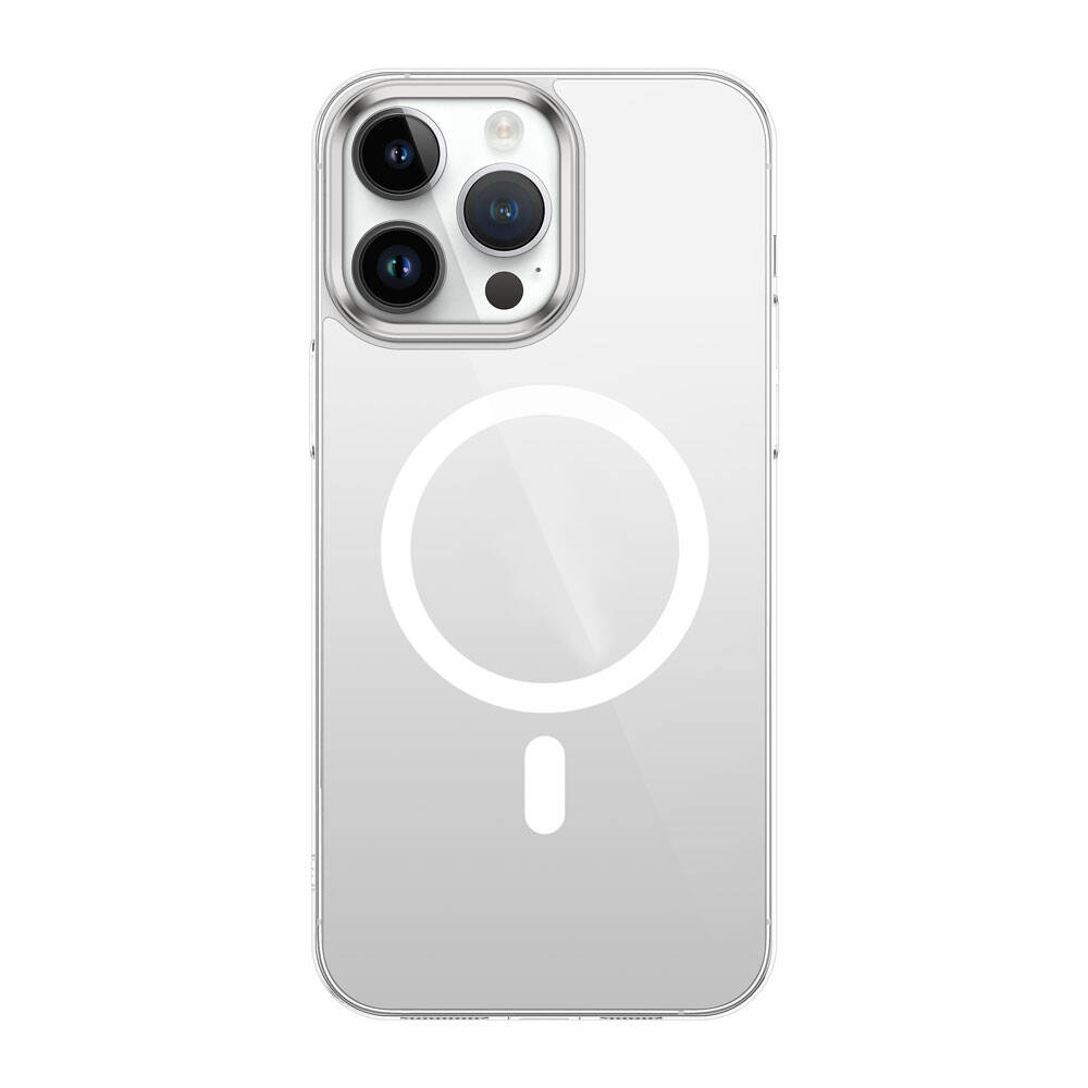 GPACK iPhone 15 Pro Max Uyumlu G-Glass M-Safe Şarj Özellikli Telefon Kılıfı Gümüş