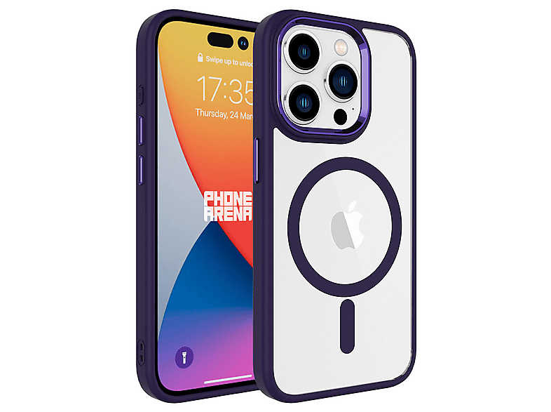 GPACK iPhone 15 Pro Max Uyumlu Krom Buttom M-Safe Şarj Özellikli Telefon Kılıfı Derin Mor