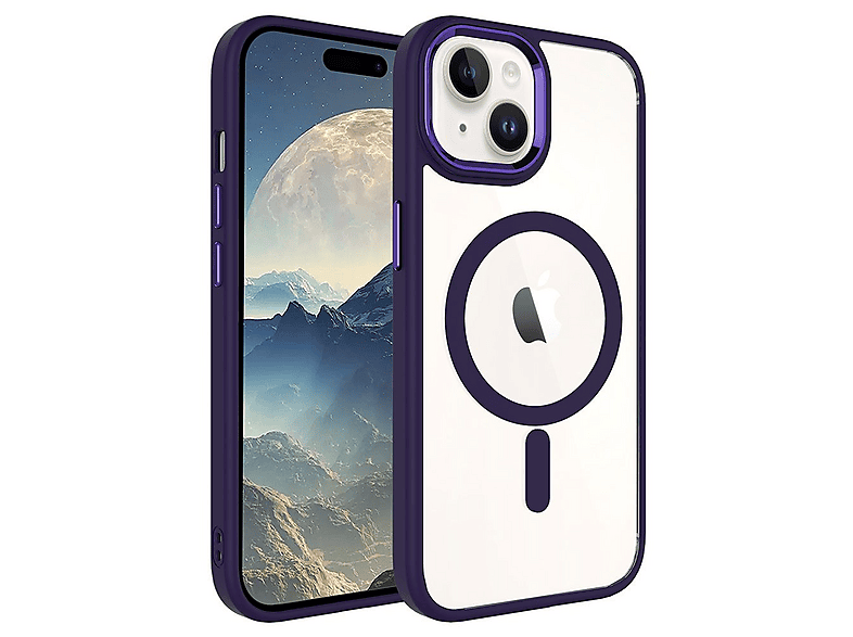 GPACK iPhone 15 Plus Uyumlu Krom Buttom M-Safe Şarj Özellikli Telefon Kılıfı Derin Mor