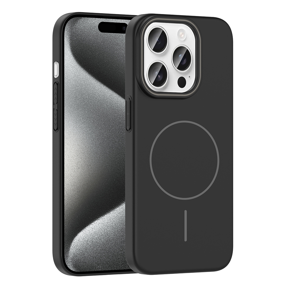 GPACK iPhone 15 Pro Uyumlu Ruby M-Safe Şarj Özellikli Telefon Kılıfı Siyah