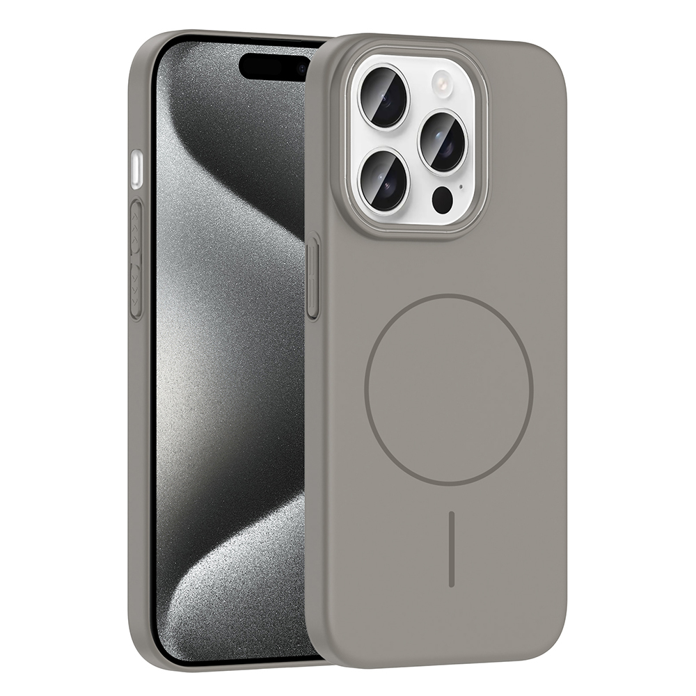 GPACK iPhone 15 Pro Uyumlu Ruby M-Safe Şarj Özellikli Telefon Kılıfı Gri