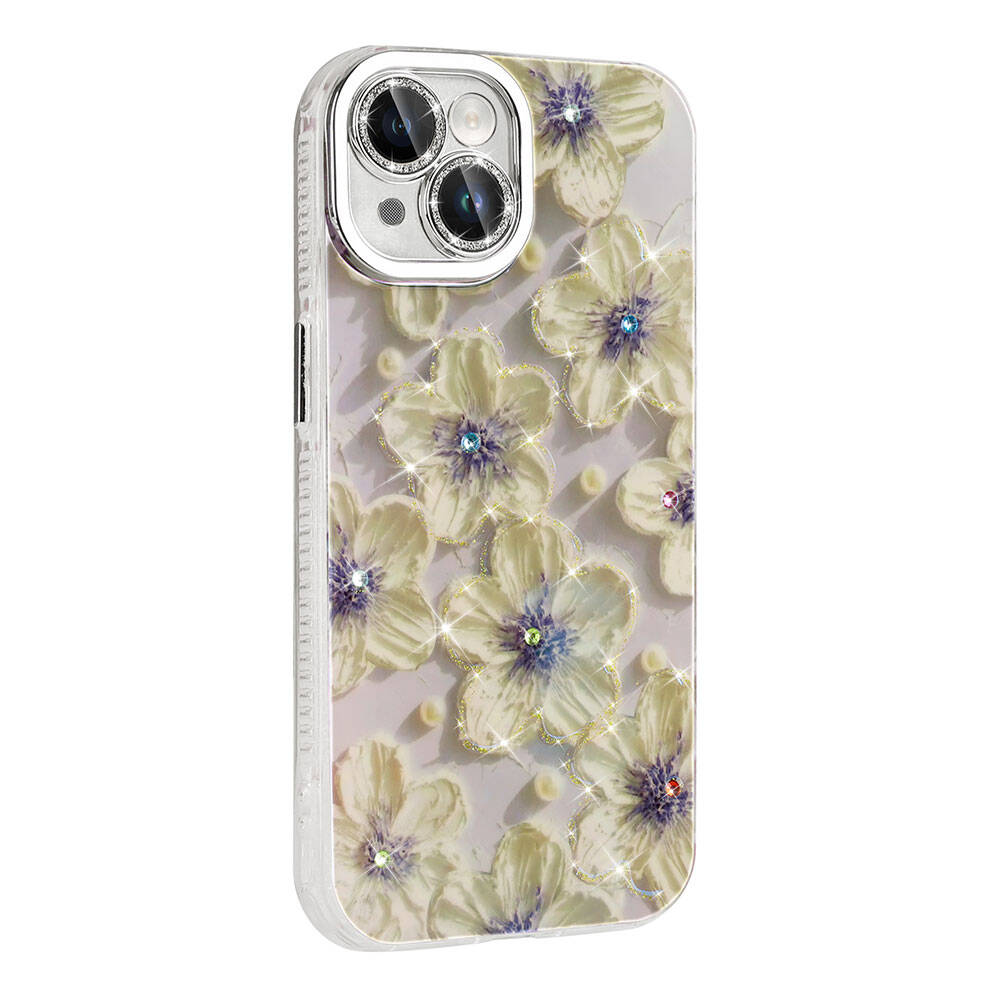 GPACK iPhone 15 Uyumlu Garden Sert Silikon Telefon Kılıfı Mavi