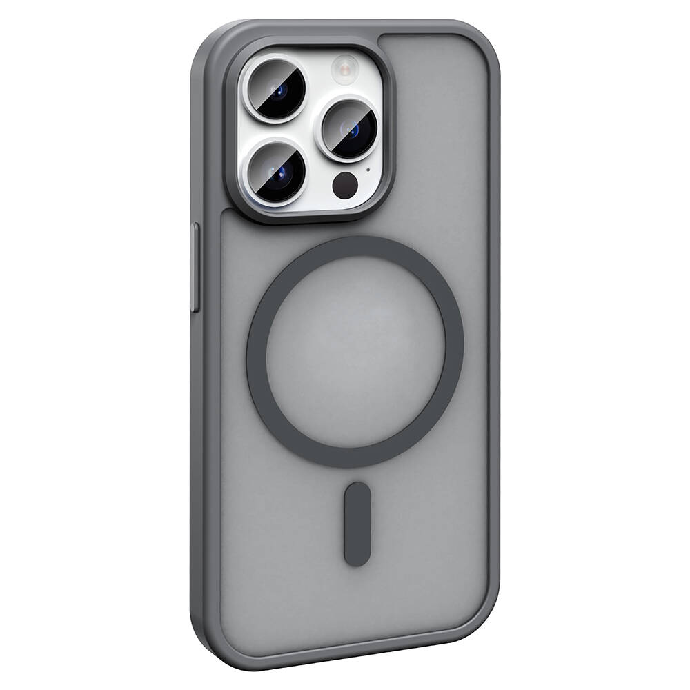 GPACK iPhone 14 Pro Max Uyumlu Sio M-Safe Şarj Özellikli Telefon Kılıfı Gri