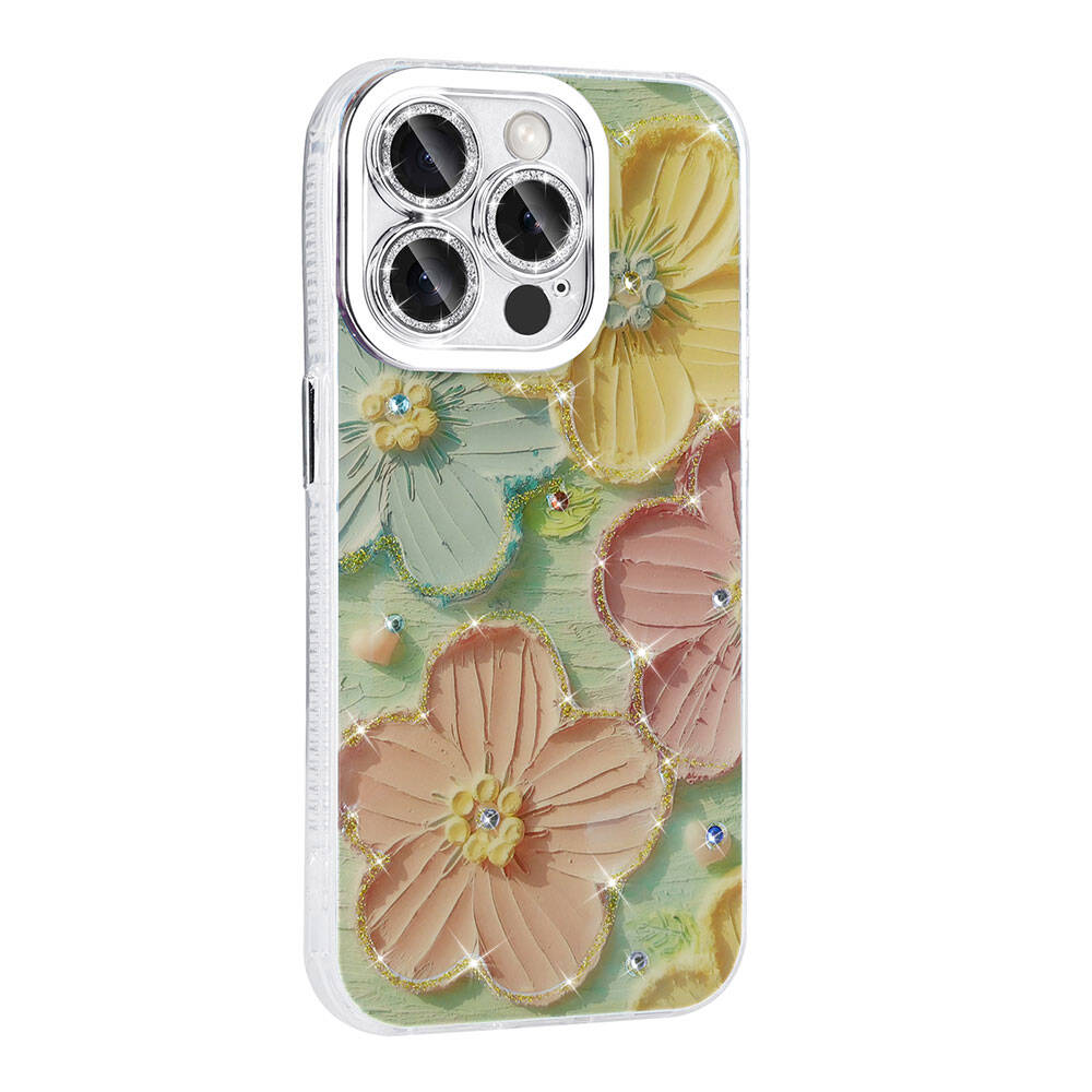 GPACK iPhone 14 Pro Max Uyumlu Garden Sert Silikon Telefon Kılıfı Karışık Renk