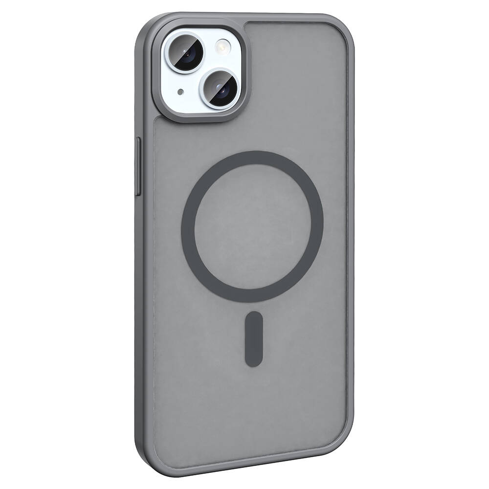 GPACK iPhone 15 Plus Uyumlu Sio M-Safe Şarj Özellikli Telefon Kılıfı Gri