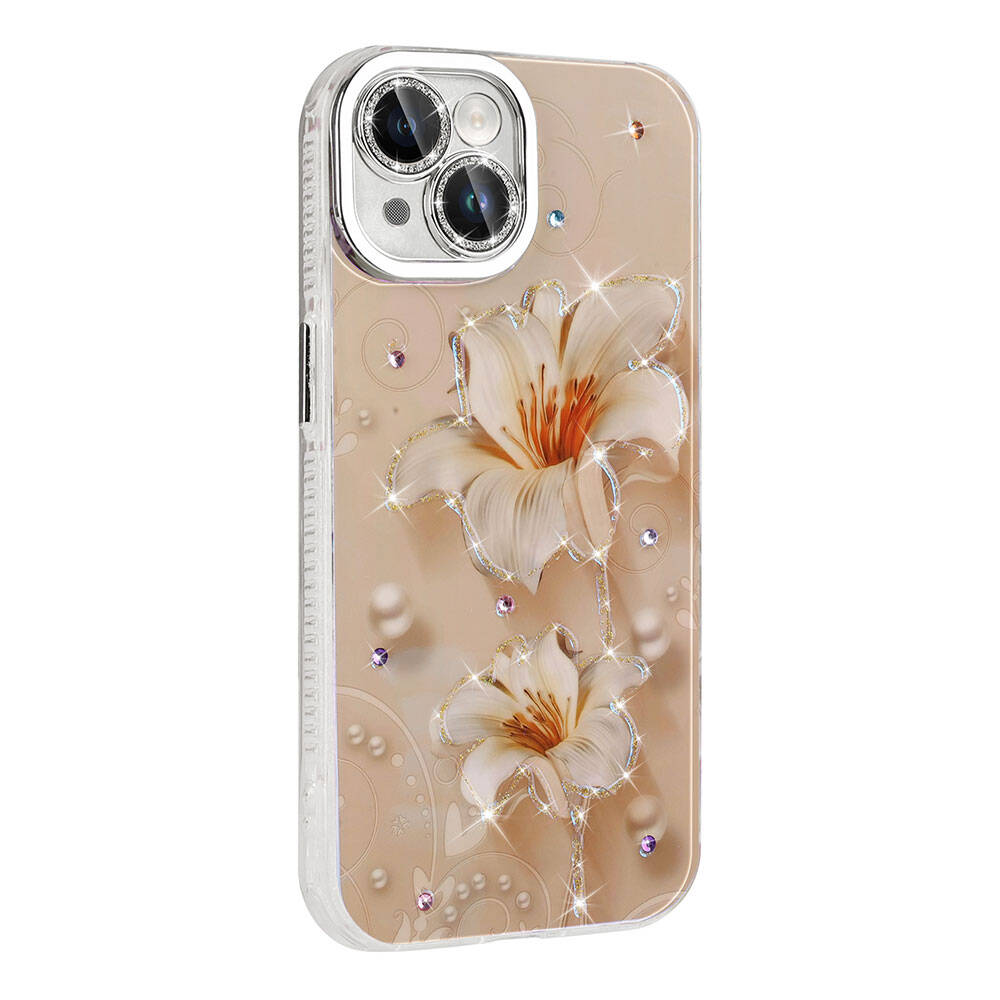 GPACK iPhone 15 Uyumlu Garden Sert Silikon Telefon Kılıfı Açık Pembe