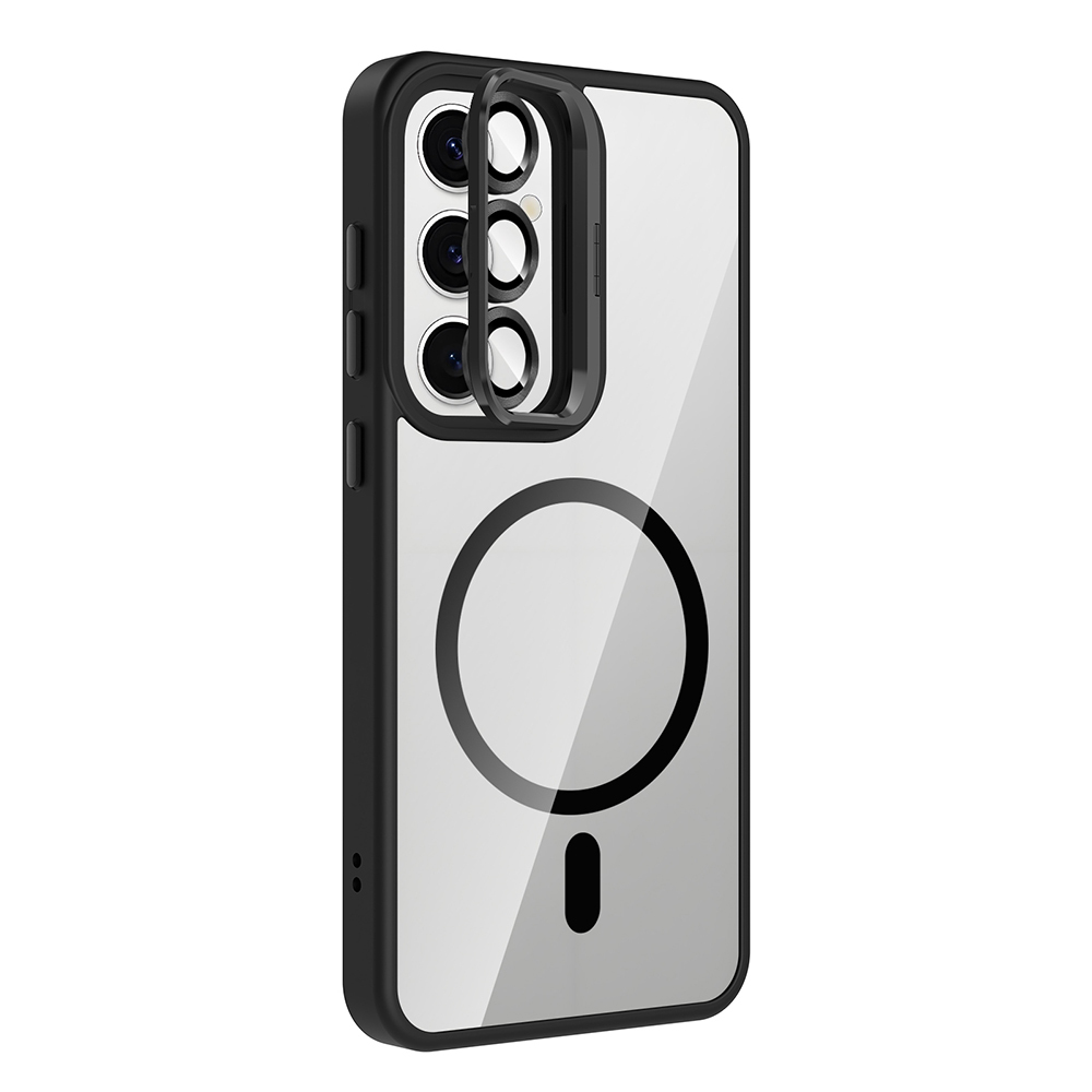 GPACK Samsung Galaxy S25 Uyumlu Etro M-Safe Şarj Özellikli Standlı ve Lens Koruma Telefon Kılıfı Siyah