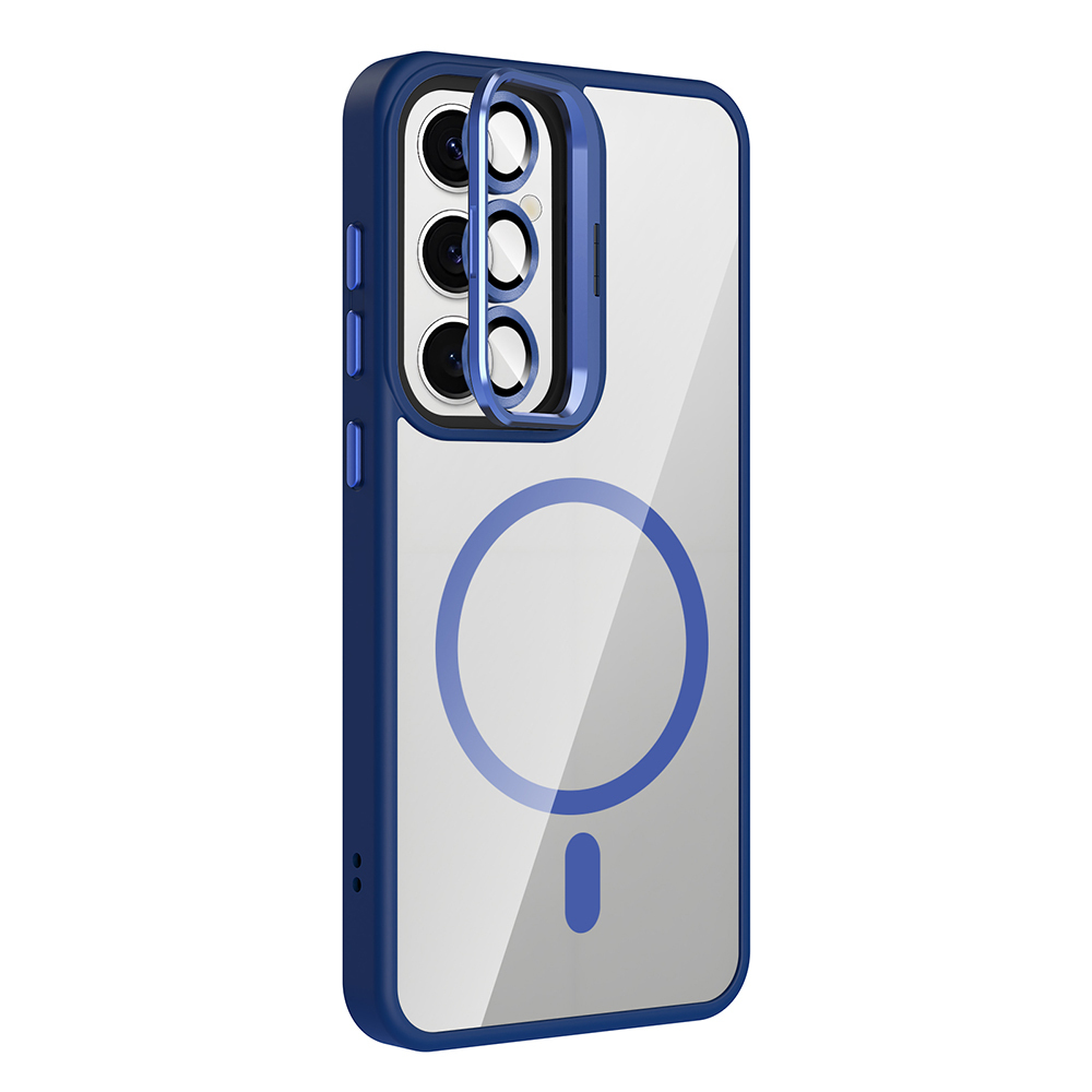 GPACK Samsung Galaxy S25 Uyumlu Etro M-Safe Şarj Özellikli Standlı ve Lens Koruma Telefon Kılıfı Lacivert