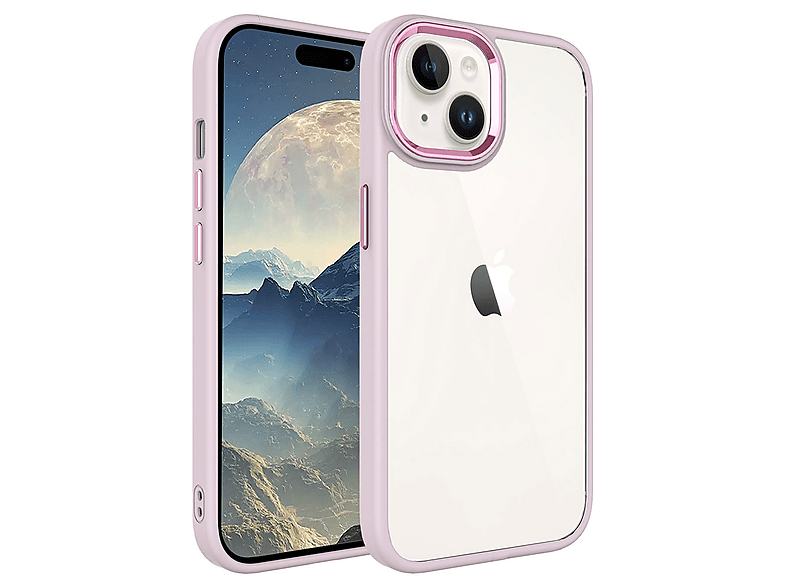 GPACK iPhone 15 Plus Uyumlu Krom Kapak Telefon Kılıfı Açık Pembe