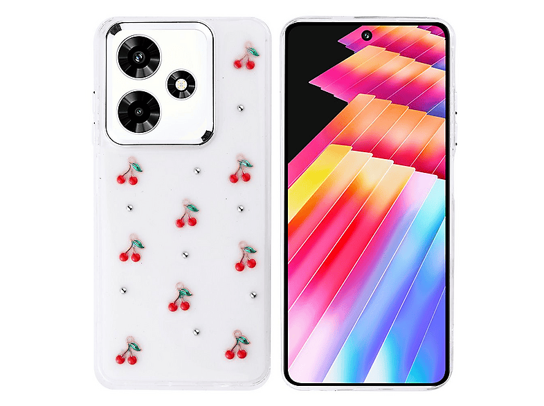GPACK İnfinix Hot 30 Uyumlu Kutup Simli Figürlü Silikon Telefon Kılıfı Kırmızı