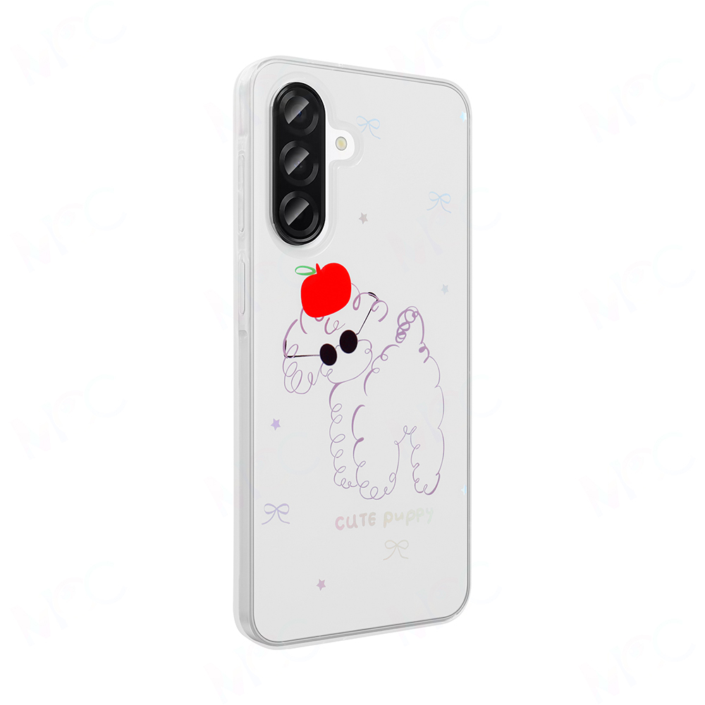 GPACK Samsung Galaxy A26 Uyumlu Folk Sert Kapak Figürlü Sevimli Köpek Desenli Telefon Kılıfı Siyah