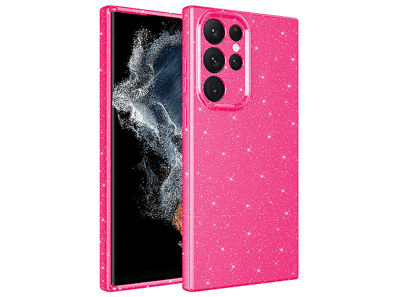GPACK Samsung Galaxy S22 Ultra Uyumlu Koton Simli Silikon Telefon Kılıfı Pembe Koyu