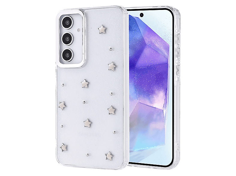 GPACK Samsung Galaxy A35 Uyumlu Kutup Simli Figürlü Silikon Telefon Kılıfı Gümüş