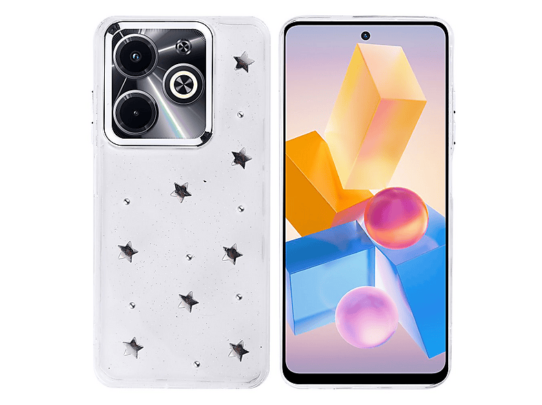 GPACK İnfinix Hot 40i Uyumlu Kutup Simli Figürlü Silikon Telefon Kılıfı Gümüş