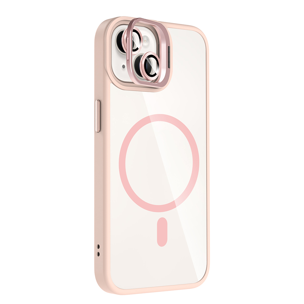GPACK iPhone 14 Uyumlu Etro M-Safe Şarj Özellikli Standlı ve Lens Koruma Telefon Kılıfı Pembe