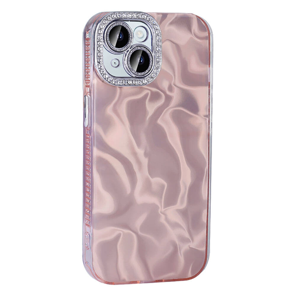 GPACK iPhone 15 Uyumlu Esila Parlak Taş Detaylı Telefon Kılıfı Pembe