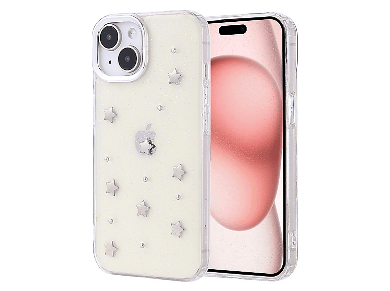 GPACK iPhone 15 Uyumlu Kutup Simli Figürlü Silikon Telefon Kılıfı Gümüş