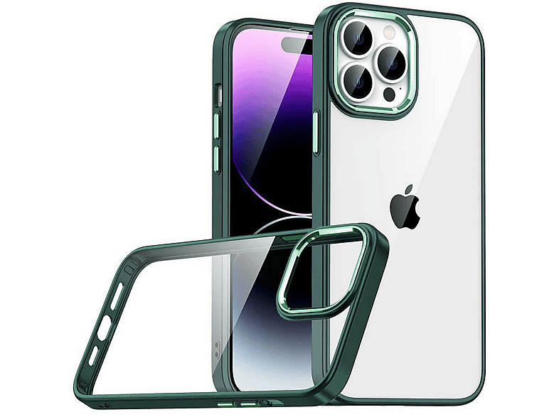 GPACK iPhone 14 Pro Uyumlu Flora Sert Silikon Telefon Kılıfı Koyu Yeşil