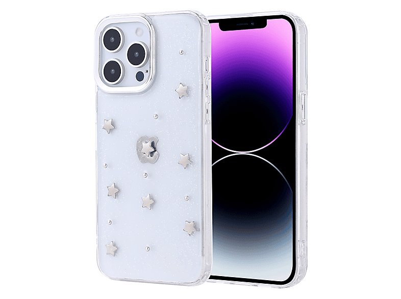 GPACK iPhone 14 Pro Max Uyumlu Kutup Simli Figürlü Silikon Telefon Kılıfı Gümüş