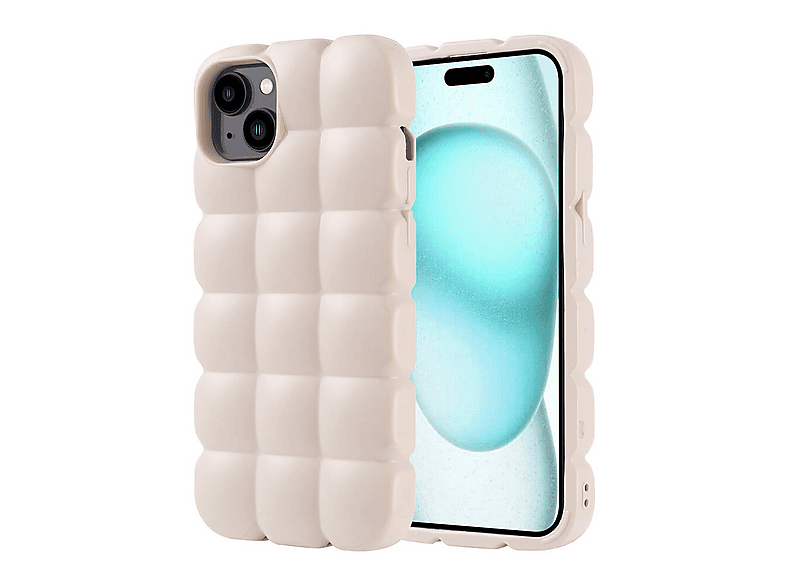 LOPARD iPhone 15 Plus Uyumlu Parlak Esnek Silikon Dom Dom Kapak Telefon Kılıfı Beyaz