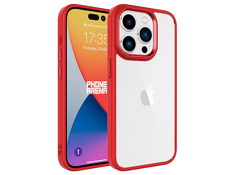 GPACK iPhone 15 Pro Uyumlu Krom Kapak Telefon Kılıfı Kırmızı