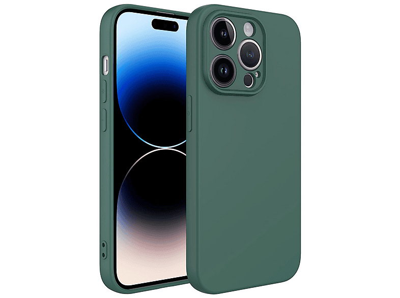 GPACK iPhone 14 Pro Uyumlu Lansman Silikon İçi Kadife Telefon Kılıfı Koyu Yeşil