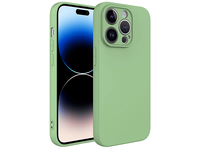 GPACK iPhone 14 Pro Max Uyumlu Lansman Silikon İçi Kadife Telefon Kılıfı Yeşil