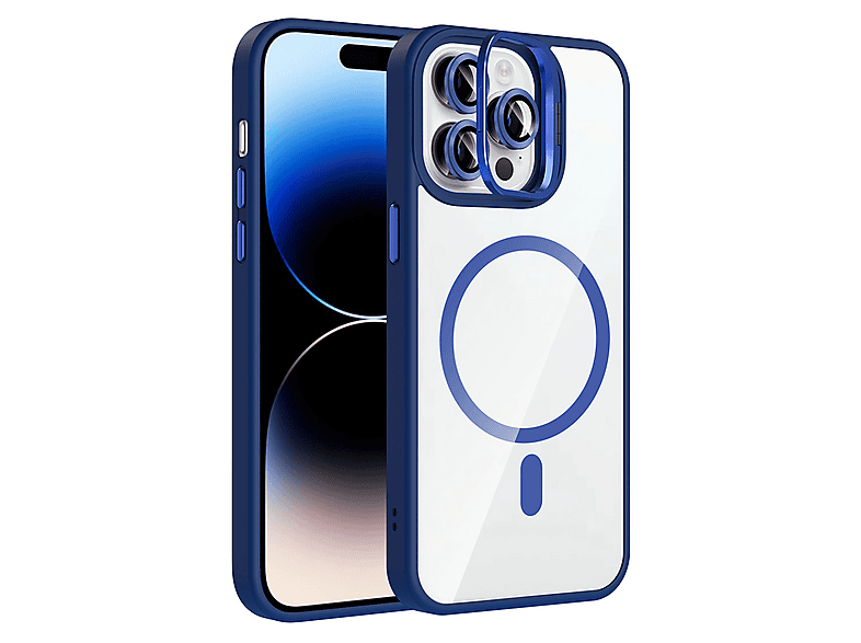 LOPARD iPhone 14 Pro Max Uyumlu Standlı ve Kamera Lens Hediyeli Mgsafe Şarj Özellikli Etro Telefon Kılıfı Lacivert
