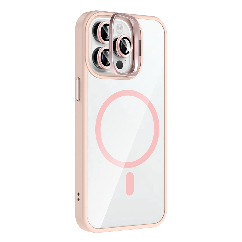 GPACK iPhone 14 Pro Max Uyumlu Etro M-Safe Şarj Özellikli Standlı ve Lens Koruma Telefon Kılıfı Pembe