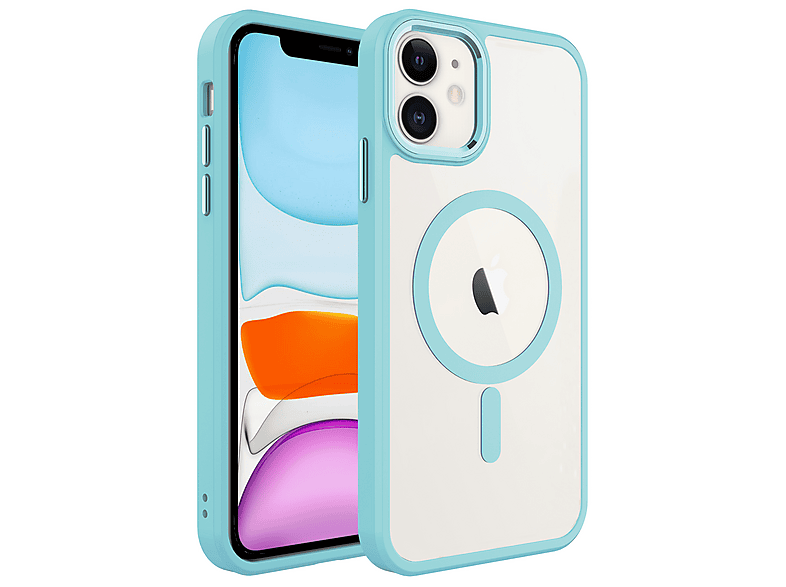 GPACK iPhone 11 Uyumlu Krom Buttom M-Safe Şarj Özellikli Telefon Kılıfı Turkuaz