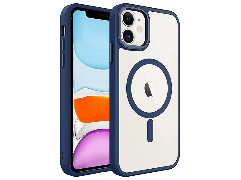 GPACK iPhone 11 Uyumlu Krom Buttom M-Safe Şarj Özellikli Telefon Kılıfı Lacivert