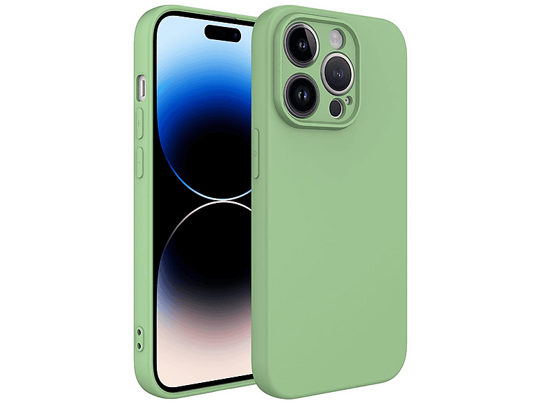 GPACK iPhone 14 Pro Uyumlu Lansman Silikon İçi Kadife Telefon Kılıfı Yeşil