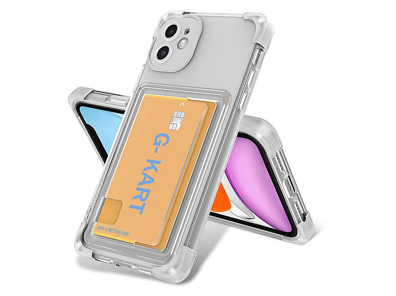 GPACK iPhone 11 Uyumlu G-Kart Kartlıklı Silikon Telefon Kılıfı Şeffaf